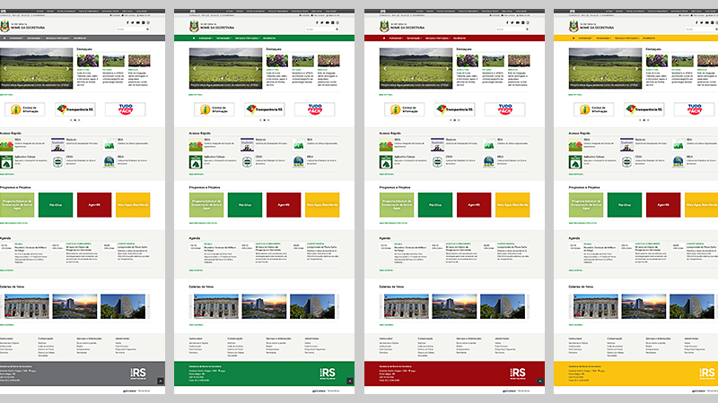 Varia&ccedil;&atilde;o de cores do modelo padr&atilde;o 2019 - cinza, verde, vermelho e amarelo.